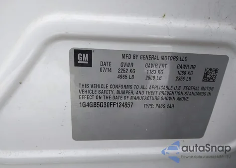 2015 Buick Lacrosse Leather из США, поврежденный, VIN 1G4GB5G30FF124857